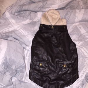Size medium leather dog jacket with hood